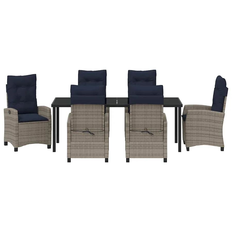 Ensemble de salle à manger pour jardin 7 pcs Gris polyrotin - 7