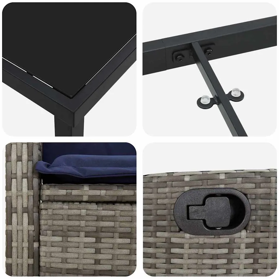 Ensemble de salle à manger pour jardin 7 pcs Gris polyrotin - 9