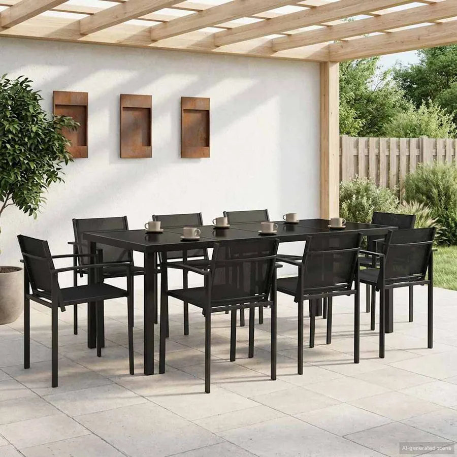 Ensemble de meubles d'extérieur 7 pcs Noir et anthracite
