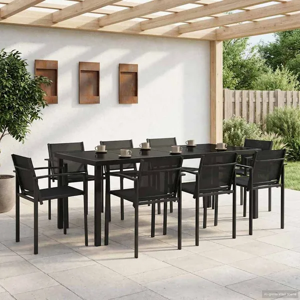 Ensemble de meubles d'extérieur 7 pcs Noir et anthracite