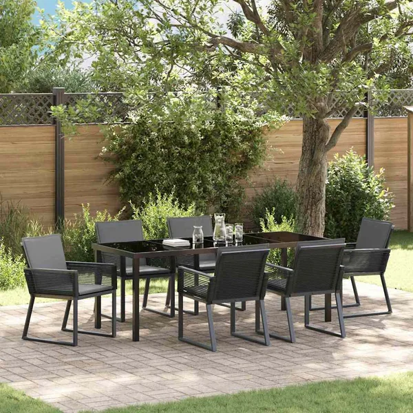 Ensemble de salle à manger pour jardin 7 pcs Noir
