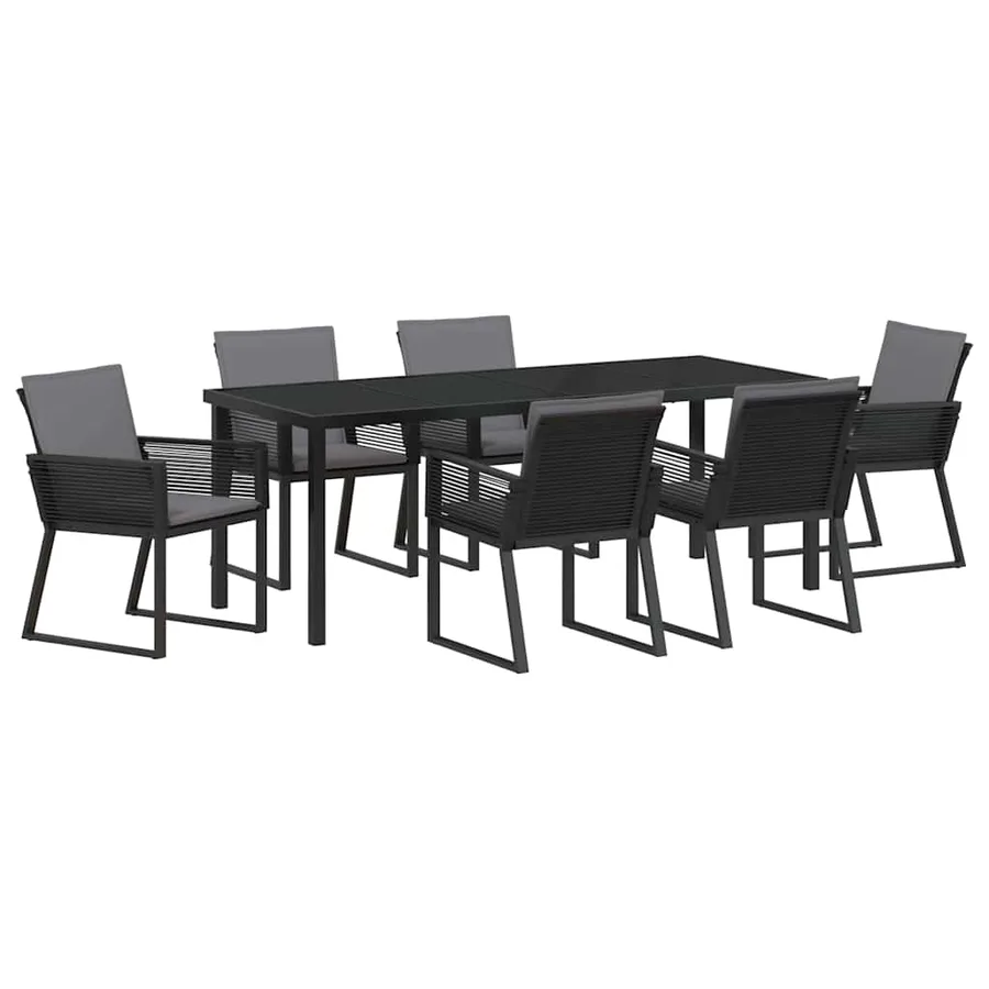 Ensemble de salle à manger pour jardin 7 pcs Noir - 2