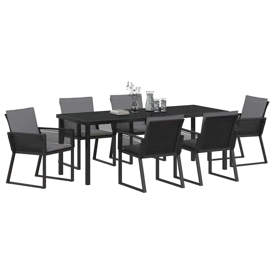 Ensemble de salle à manger pour jardin 7 pcs Noir - 3