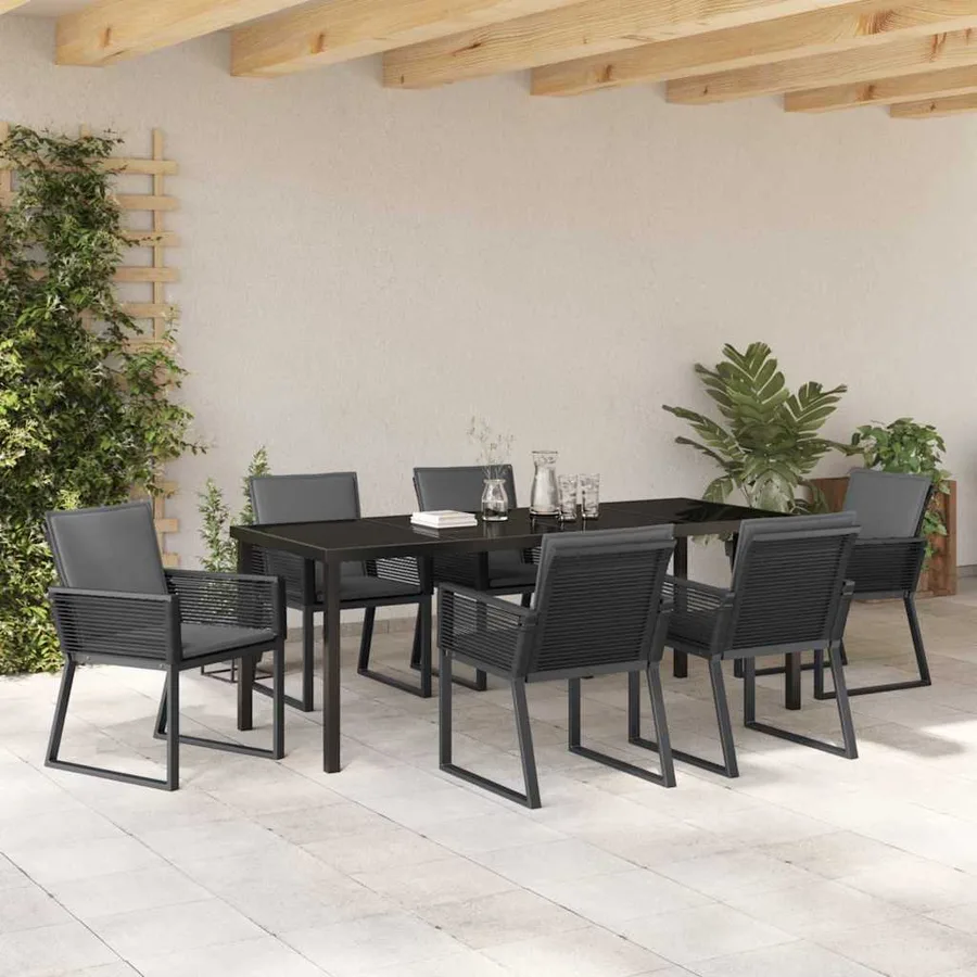 Ensemble de salle à manger pour jardin 7 pcs Noir - 4