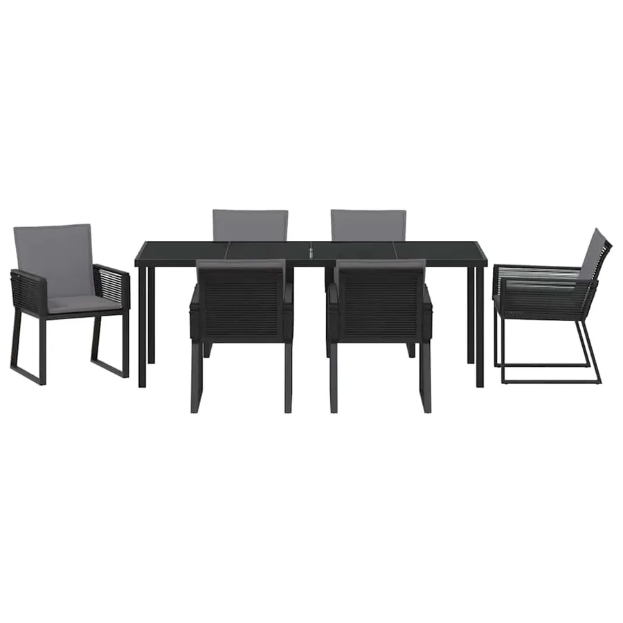 Ensemble de salle à manger pour jardin 7 pcs Noir - 7