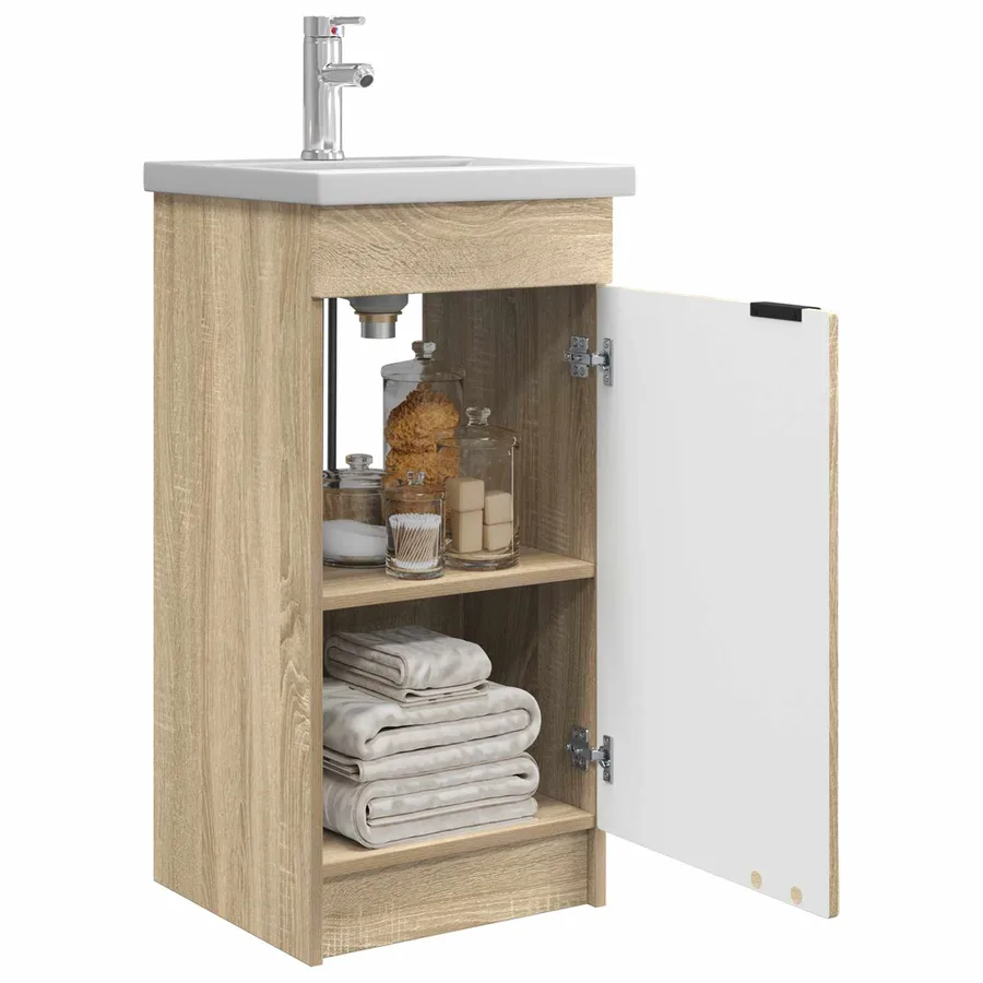 Meuble de salle de bain avec évier Chêne Sonoma - 3