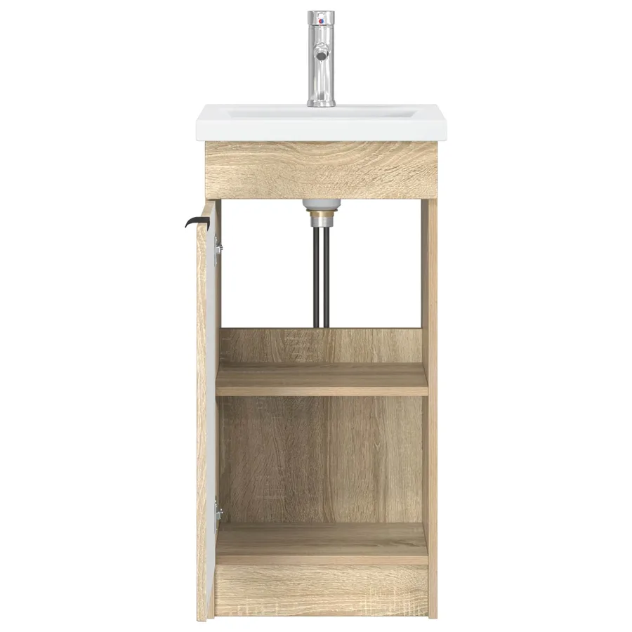 Meuble de salle de bain avec évier Chêne Sonoma - 4