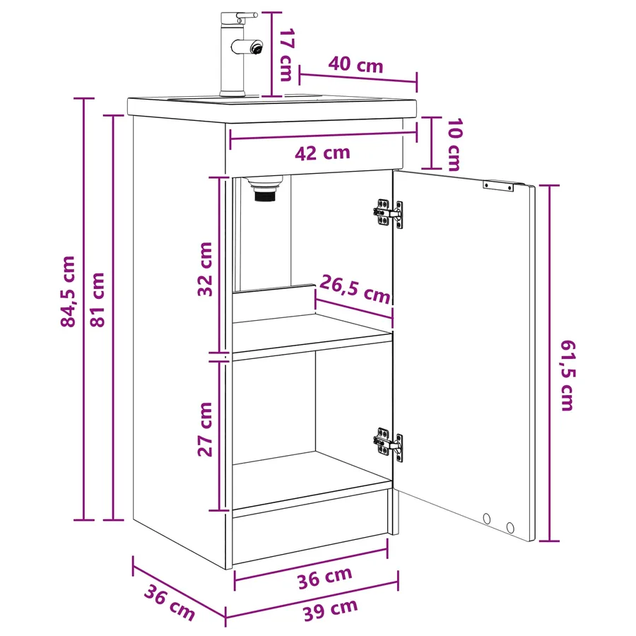 Meuble de salle de bain avec évier Chêne Sonoma - 9