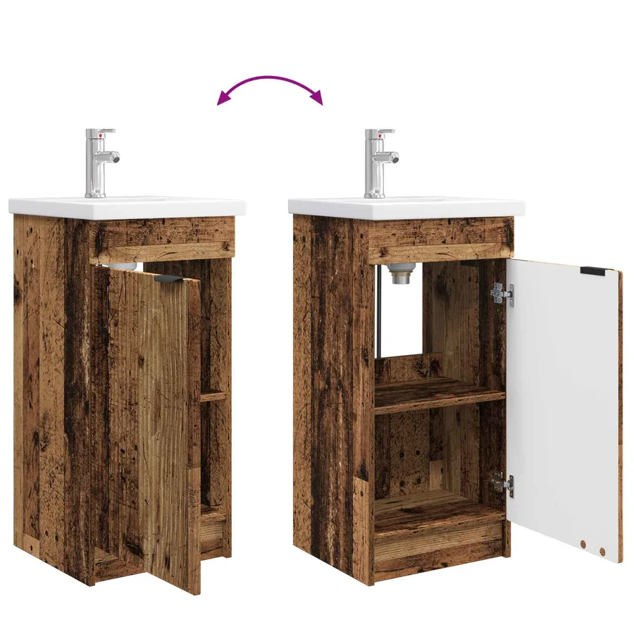Meuble de salle de bain avec évier Bois ancien - 8