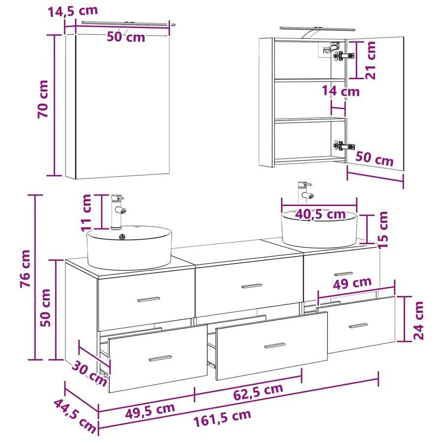 Ensemble de mobilier de salle de bain 5 pcs Blanc - 13