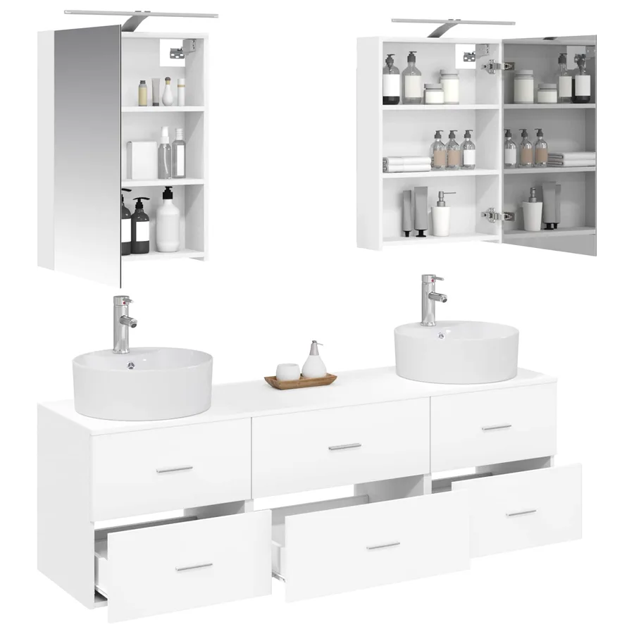 Ensemble de mobilier de salle de bain 5 pcs Blanc - 3