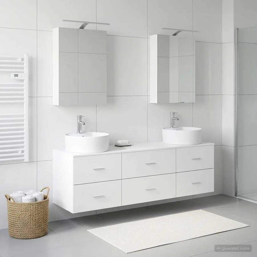 Ensemble de mobilier de salle de bain 5 pcs Blanc - 4