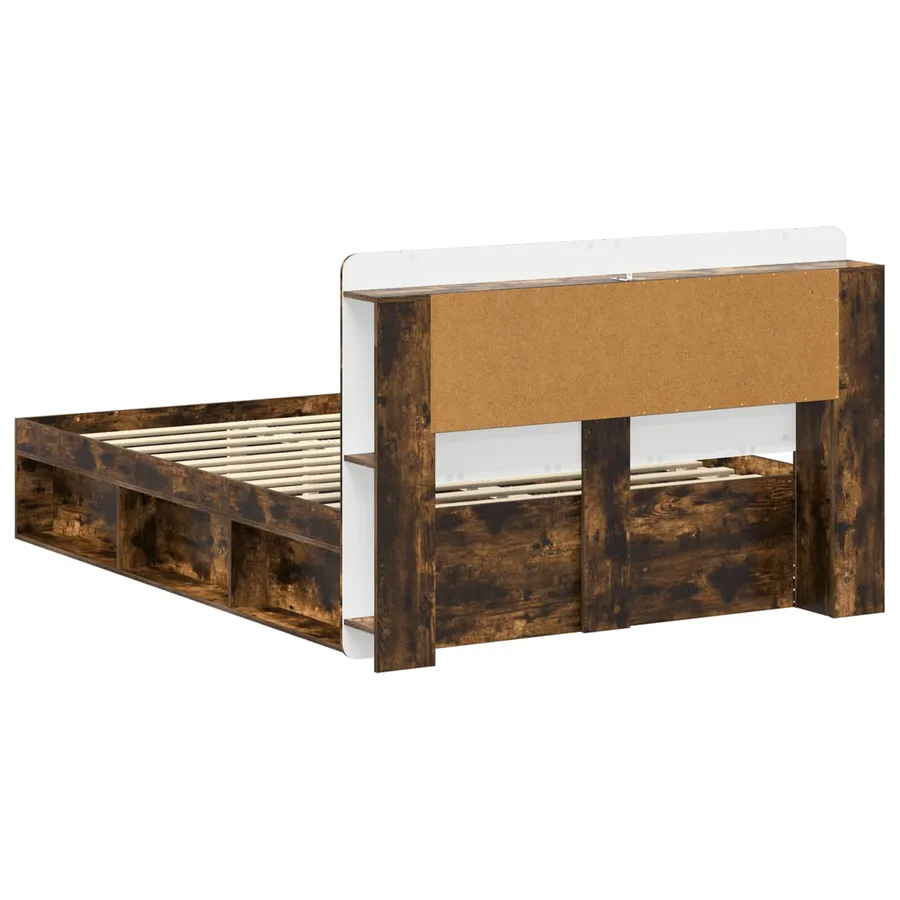 Cadre de lit avec rangement Chêne fumé 140 x 190 cm - 5