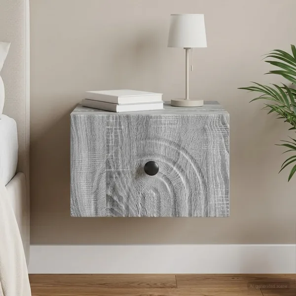 Cabinet de chevet mural Sonoma gris 33 x 34,5 x 20 cm