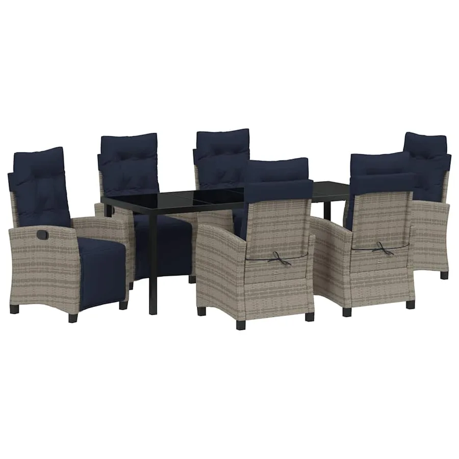 Ensemble de salle à manger pour jardin 7 pcs Gris polyrotin - 2