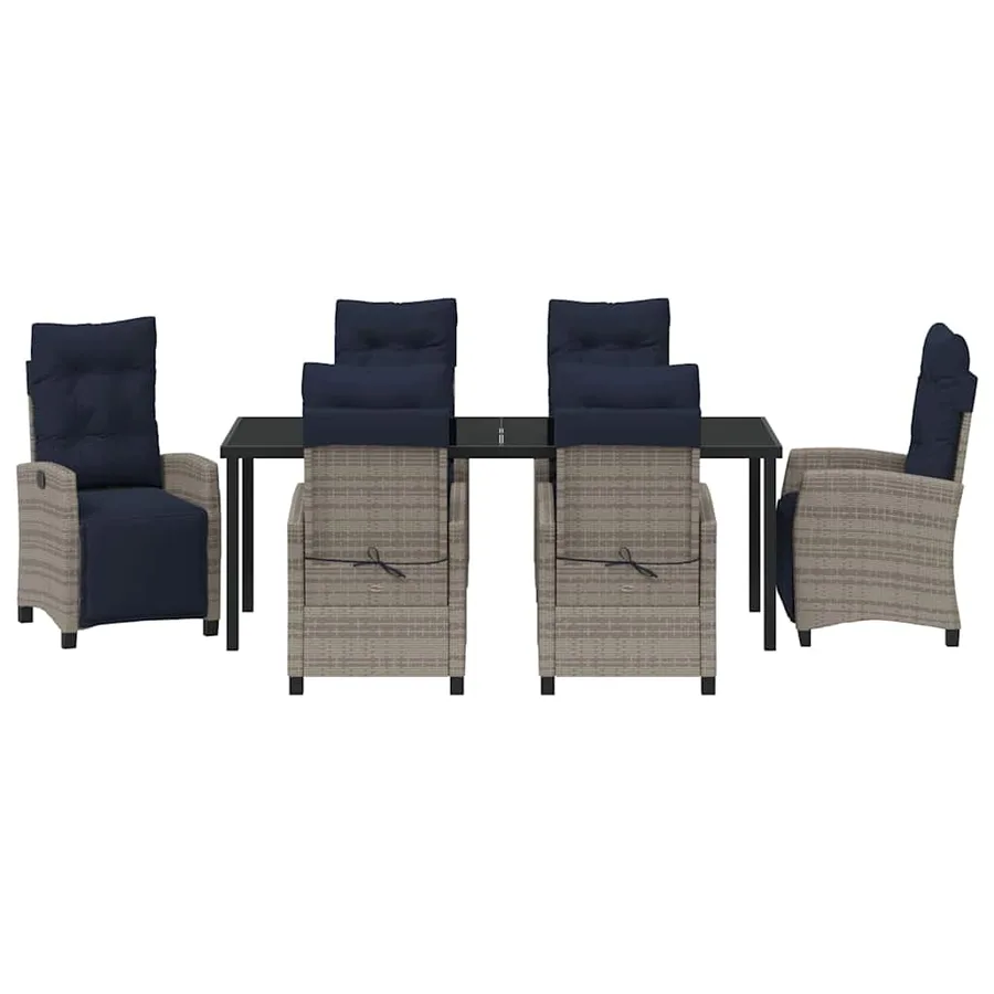 Ensemble de salle à manger pour jardin 7 pcs Gris polyrotin - 7