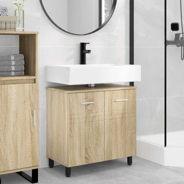 Unité de vanité de salle de bain Chêne Sonoma 60 x 35 x 60 cm