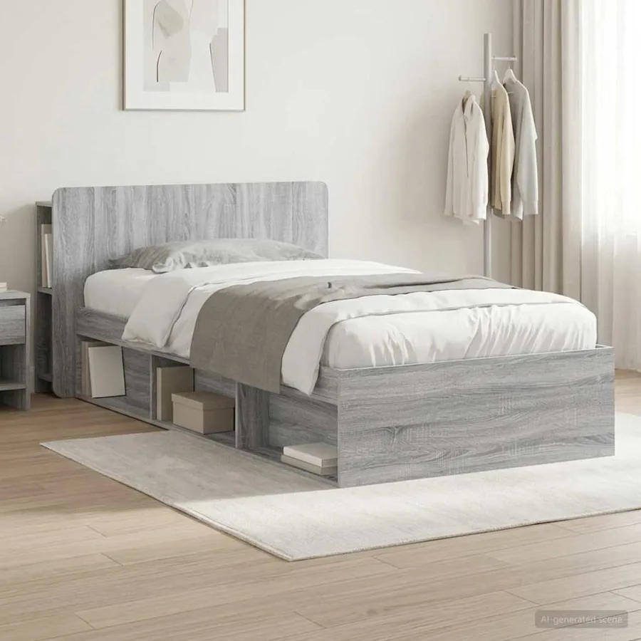 Cadre de lit avec rangement Sonoma gris 75 x 190 cm