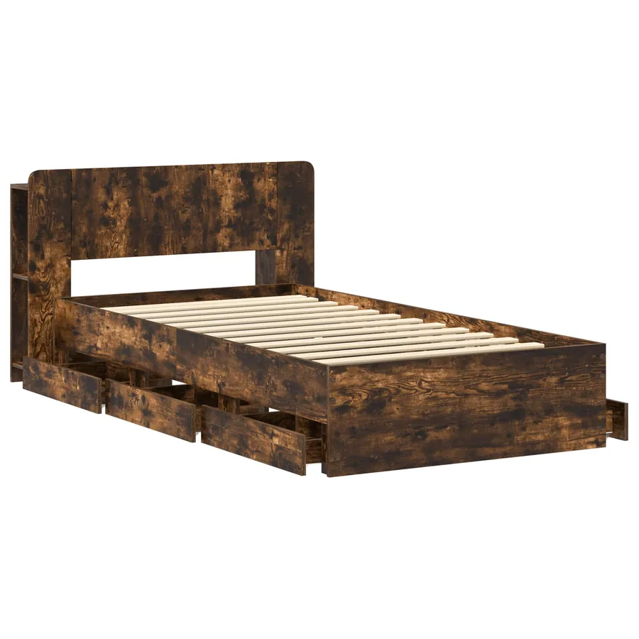 Cadre de lit avec rangement Chêne fumé 75 x 190 cm - 4