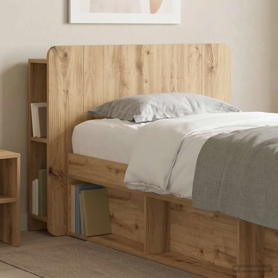 Cabinet de Tête de Lit Chêne artisanal 80 cm Bois d'ingénierie - 4