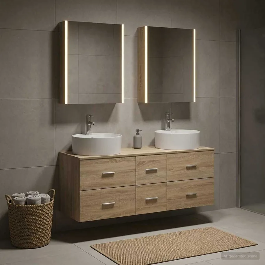 Ensemble de mobilier de salle de bain 5 pcs Chêne Sonoma