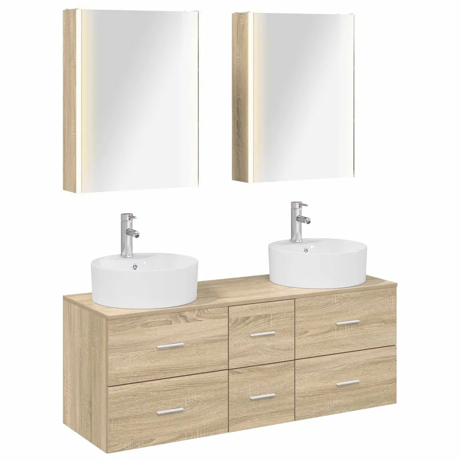 Ensemble de mobilier de salle de bain 5 pcs Chêne Sonoma - 2