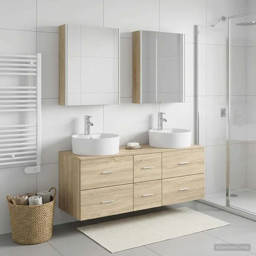 Ensemble de mobilier de salle de bain 5 pcs Chêne Sonoma - 4