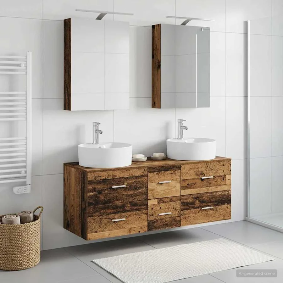 Ensemble de mobilier de salle de bain 5 pcs Bois ancien