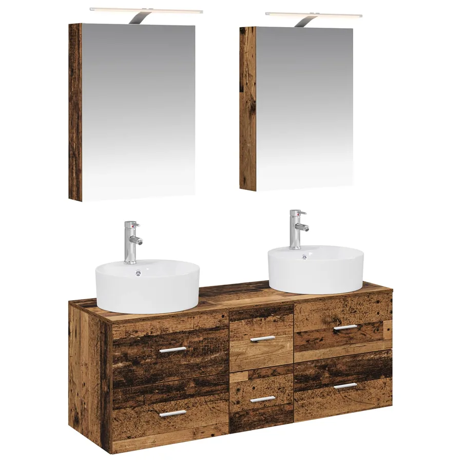 Ensemble de mobilier de salle de bain 5 pcs Bois ancien - 2