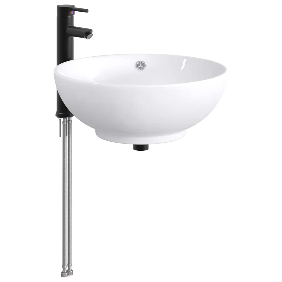 Lavabo de salle de bains Noir Mat 44 x 44 x 16 cm métal - 4