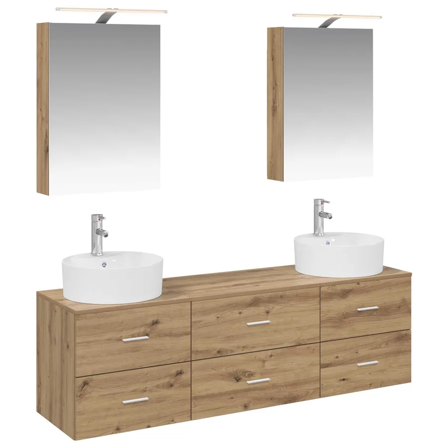 Ensemble de mobilier de salle de bain 5 pc Chêne artisanal - 2