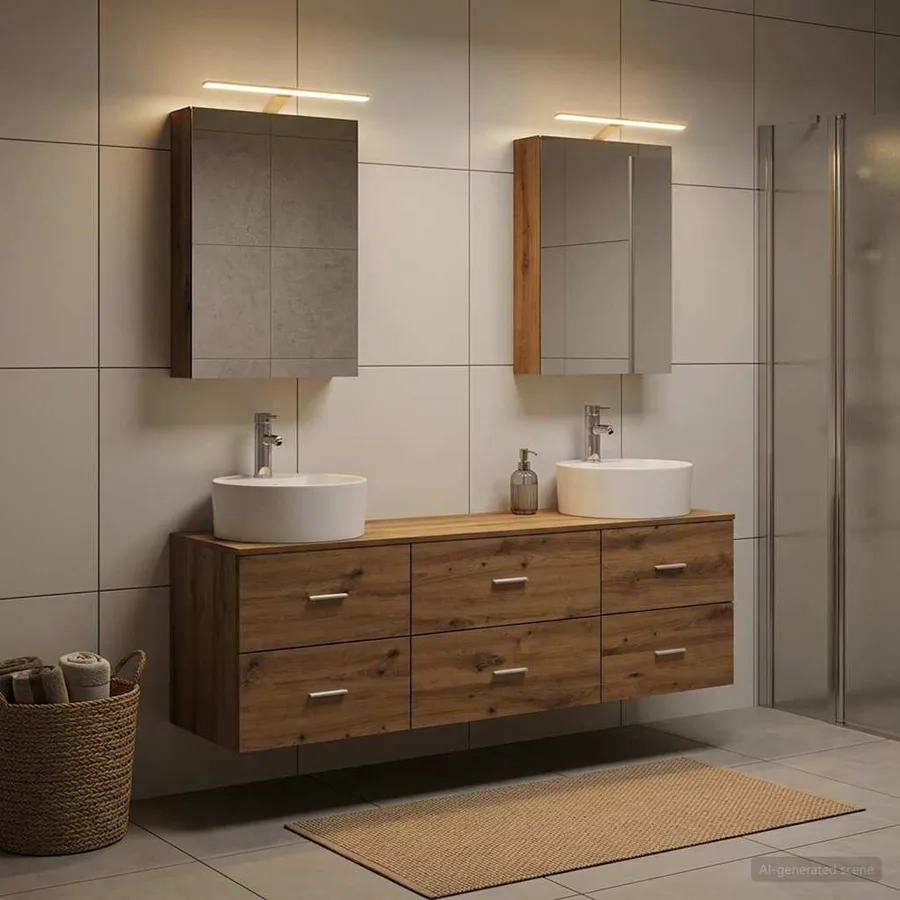 Ensemble de mobilier de salle de bain 5 pc Chêne artisanal - 4