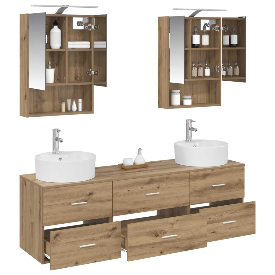 Ensemble de mobilier de salle de bain 5 pc Chêne artisanal - 3