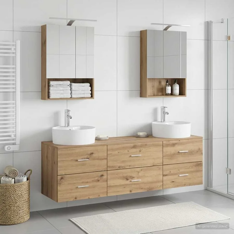 Ensemble de mobilier de salle de bain 5 pc Chêne artisanal - 4