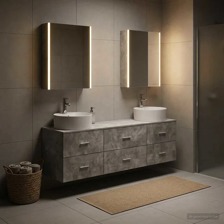 Ensemble de mobilier de salle de bain 5 pcs Gris béton - 4