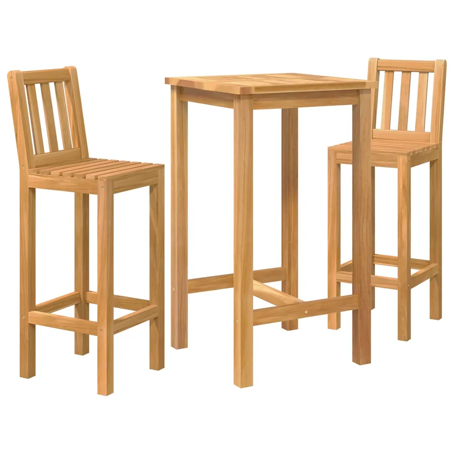 Ensemble de bar extérieur 3 pcs Non traité Bois de teck massif - 2