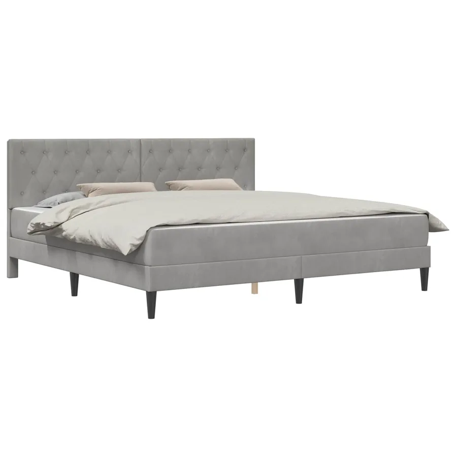 Cadre de lit avec matelas Gris clair 180 x 200 cm Velours - 2