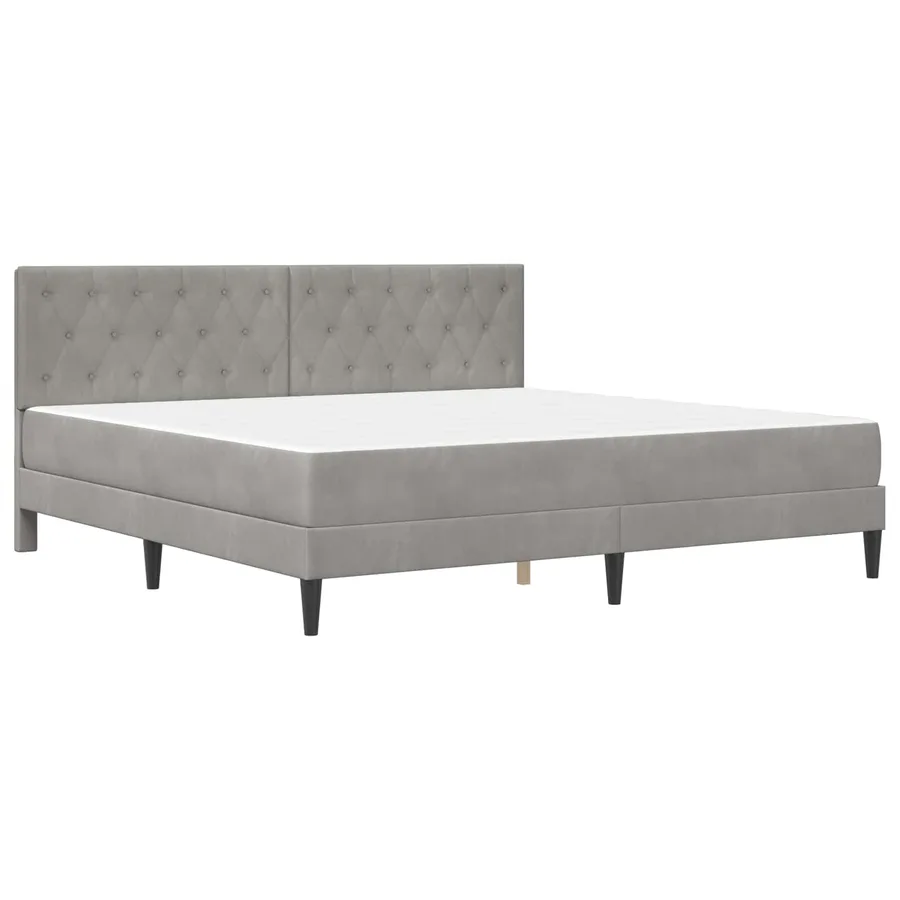 Cadre de lit avec matelas Gris clair 180 x 200 cm Velours - 3