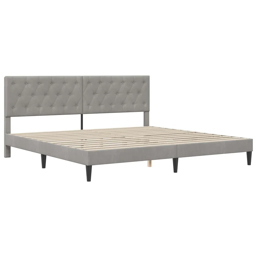 Cadre de lit avec matelas Gris clair 180 x 200 cm Velours - 4