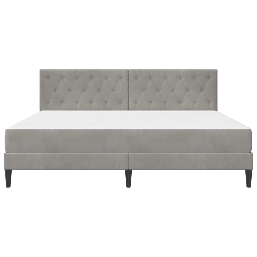 Cadre de lit avec matelas Gris clair 180 x 200 cm Velours - 6