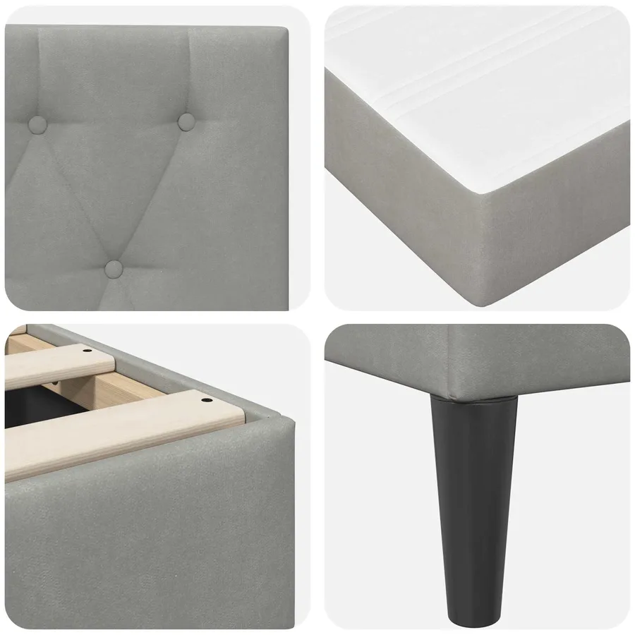Cadre de lit avec matelas Gris clair 180 x 200 cm Velours - 9