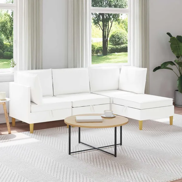 Canapé modulaire avec rangement 4 pcs Blanc Tissu