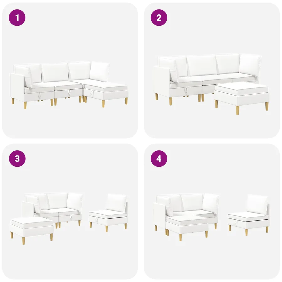 Canapé modulaire avec rangement 4 pcs Blanc Tissu - 11