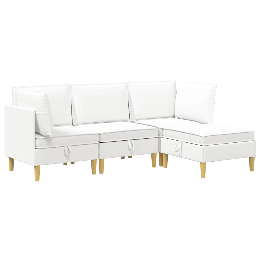Canapé modulaire avec rangement 4 pcs Blanc Tissu - 2