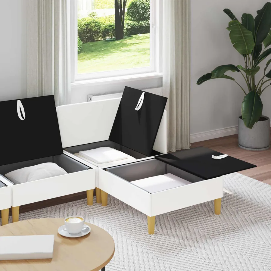 Canapé modulaire avec rangement 4 pcs Blanc Tissu - 3