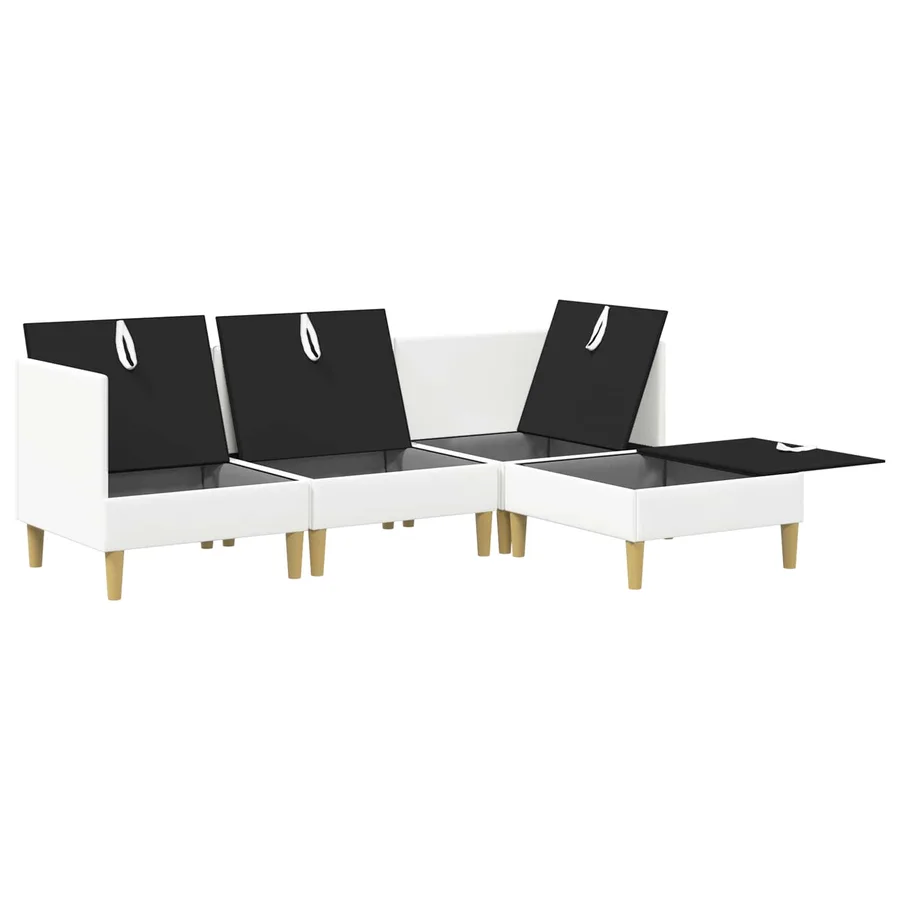 Canapé modulaire avec rangement 4 pcs Blanc Tissu - 7