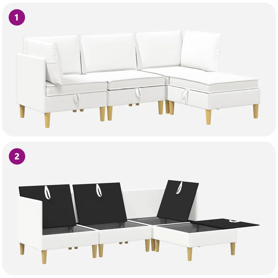 Canapé modulaire avec rangement 4 pcs Blanc Tissu - 8