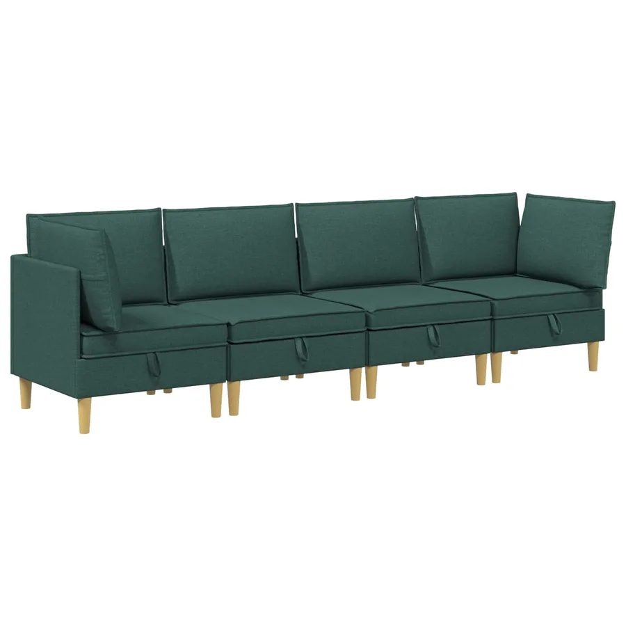Canapé modulaire avec rangement 4 pcs Vert foncé Tissu - 2