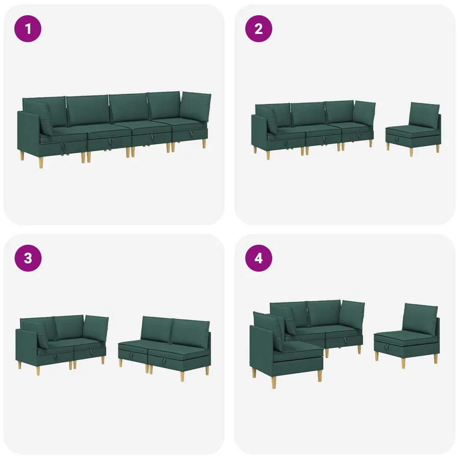 Canapé modulaire avec rangement 4 pcs Vert foncé Tissu - 8