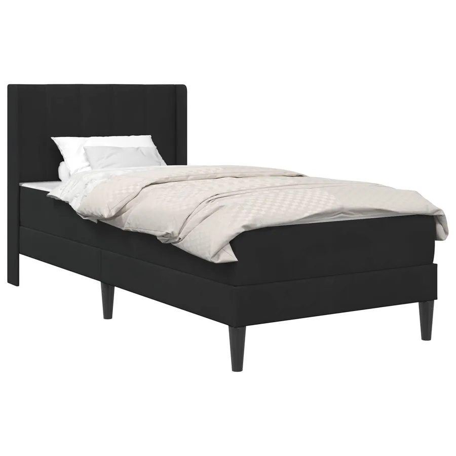 Cadre de lit avec matelas Noir 90 x 190 cm Velours - 2